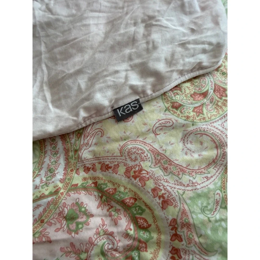 Kas Full Size Duvet Cover Pink Green Paisley Reversible Bohemian Bedding